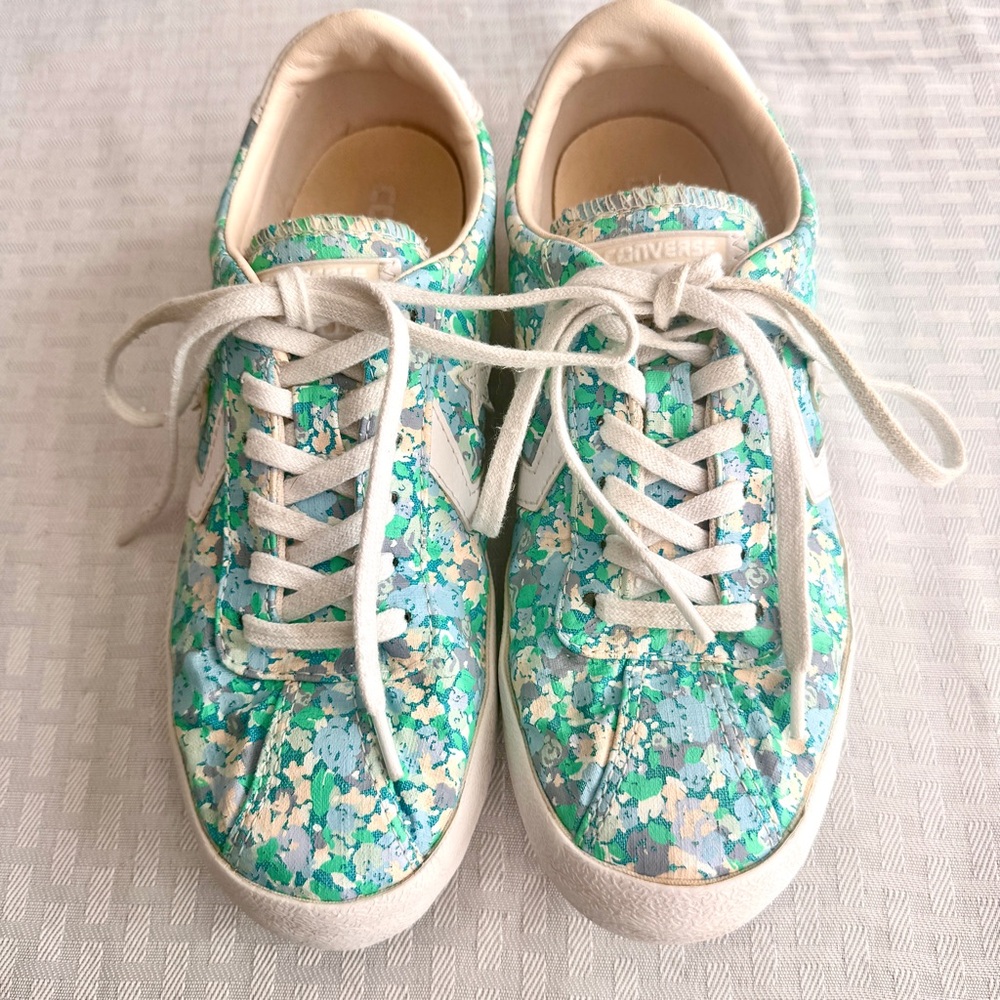 Converse One Star Women's Floral Sneakers Green Blue Canvas Low Top Size 7